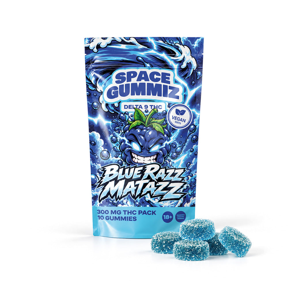 Gummies Blue RazzMatazz 300 mg THC Space Gummiz
